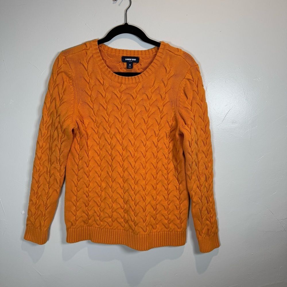 Land's End Drifter Sweater Yellow Women's Size Medium 10-12 Fisherman